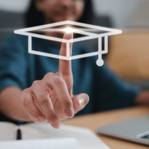 Graphic of a graduation cap on a screen